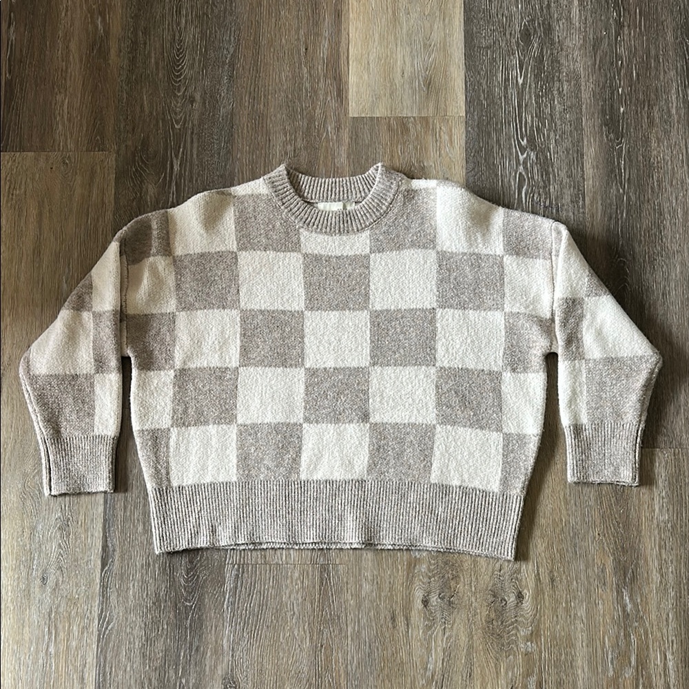 Checkered Beige and Cream Sweater